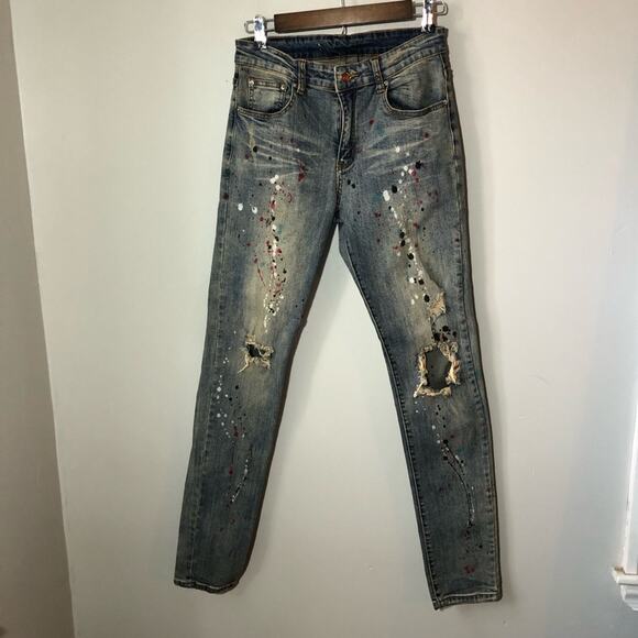 Amiri paint splatter distressed skinny jeans made in America vintage mens 28